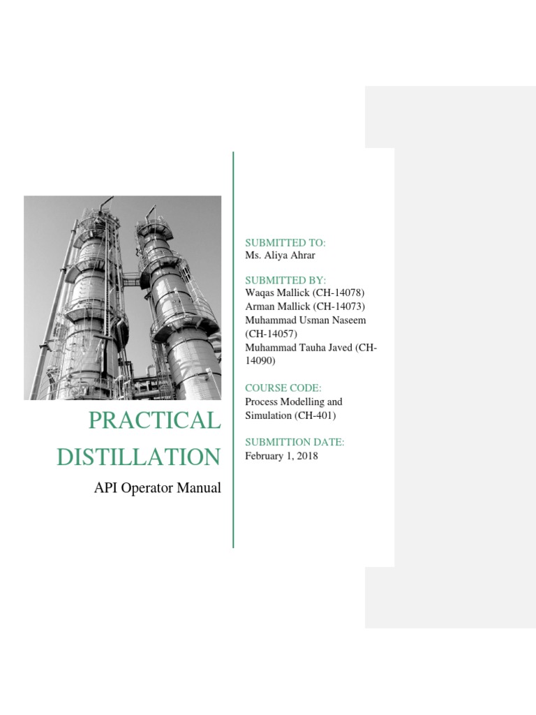 API Operator Manual Practical Distillation | PDF | Pressure | Chemistry