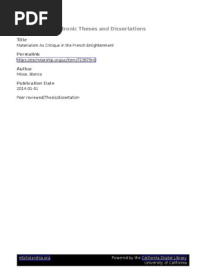 Misse 2014 Materialism As Critique In The French - 