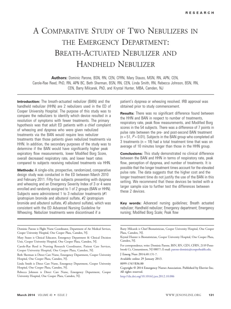 A Comparative Study Of Two Nebulizers In The Emergency