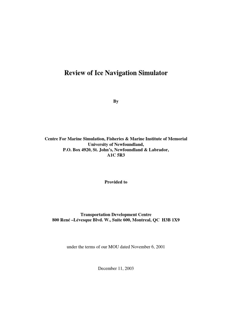 Ice Navigation Simulator Review Report | PDF | Simulation | Navigation
