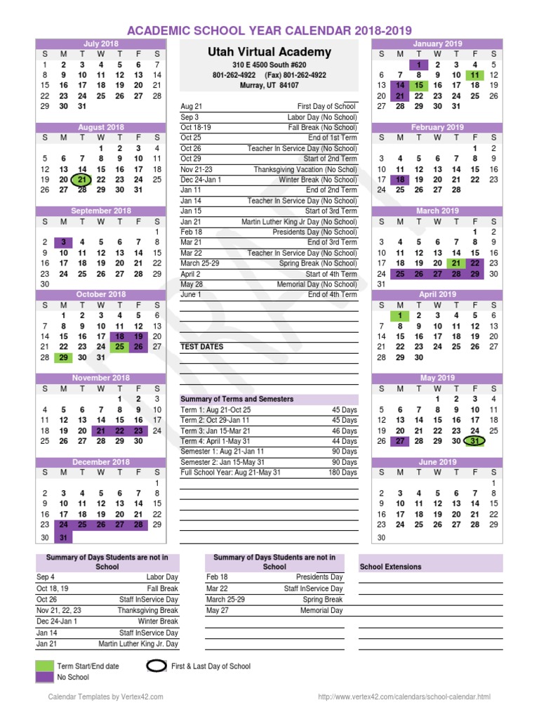Utva Academic Calendar 18 19 PDF Academic Term Schools Utva Academic Calendar 18 19 PDF Academic Term Schools