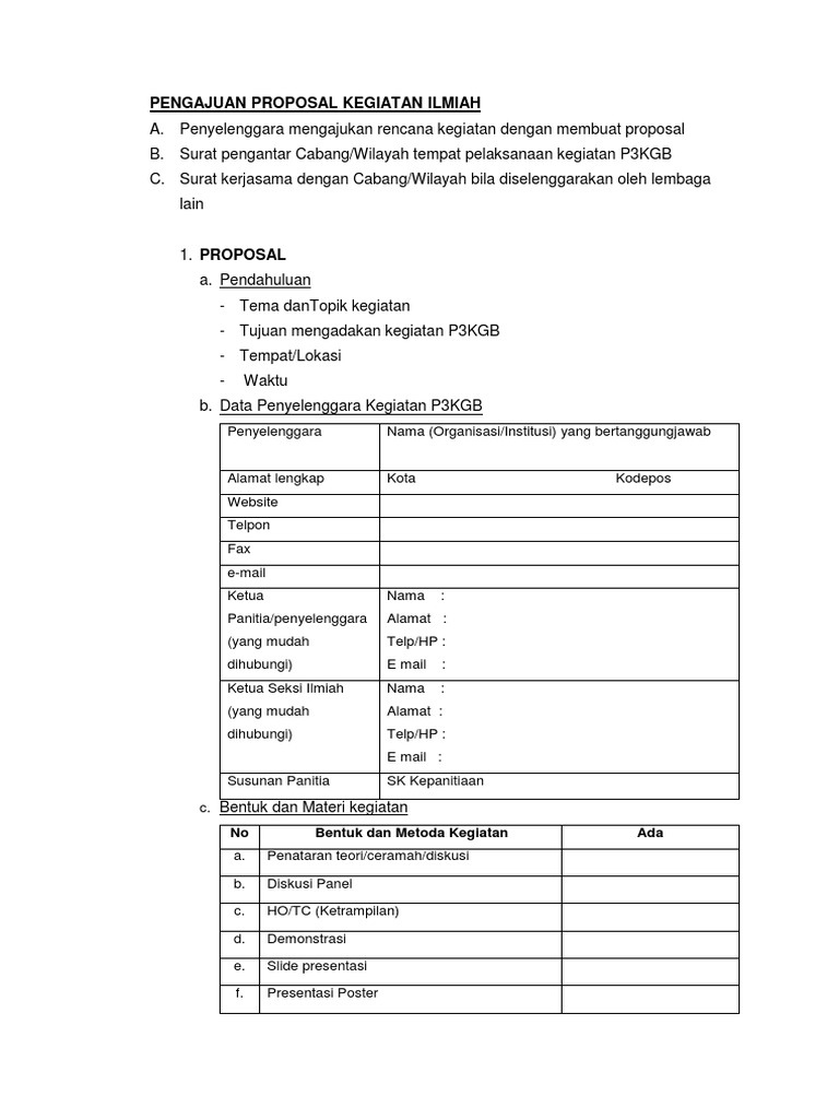 Format Pengajuan Proposal Kegiatan Ilmiah | PDF