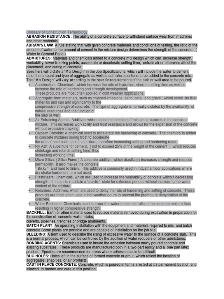 Glossary of Construction Terminology Concrete Deep Foundation