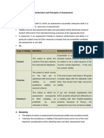 Characteristics and Principles of Assessment
