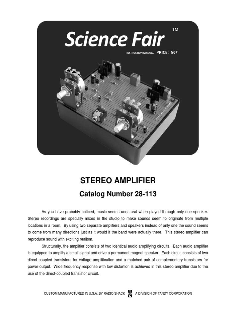 Stereo Amplifier Assembly Manual Amplifier Power Supply