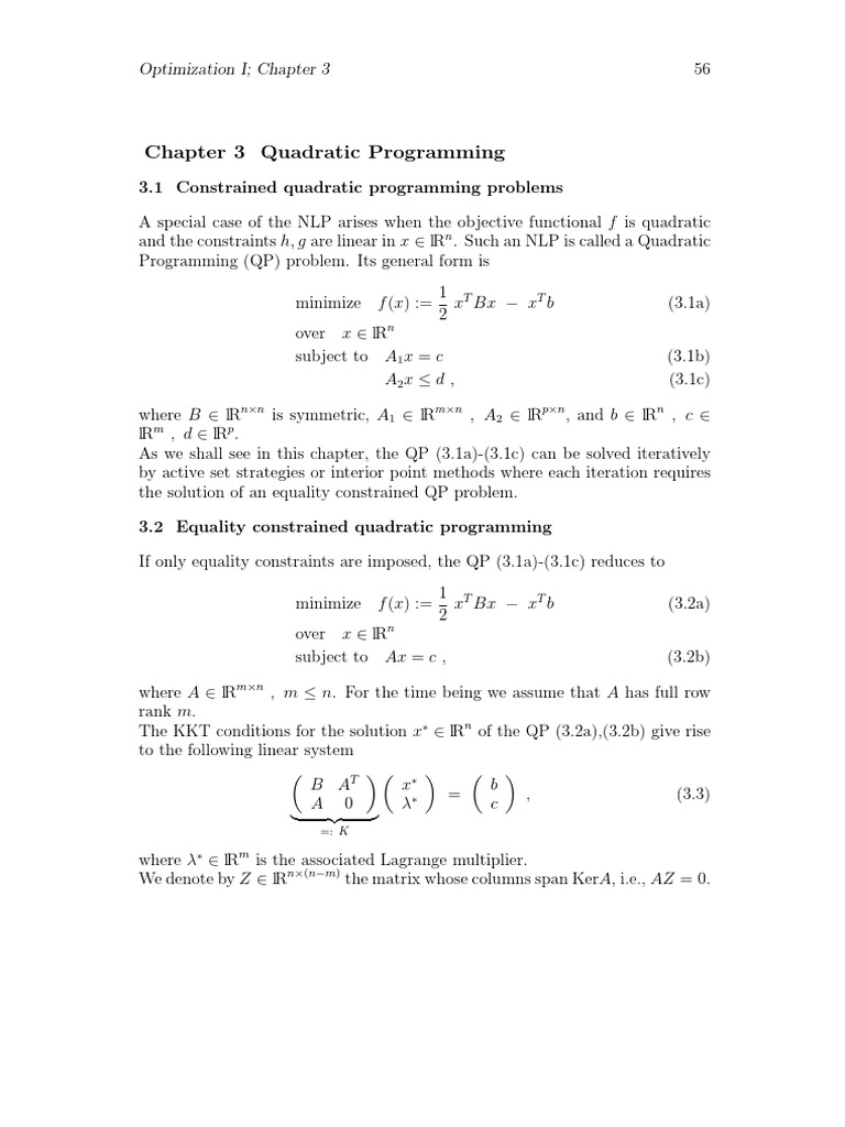 Chapter 3 Quadratic Programming | PDF