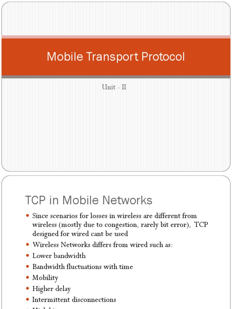 TCP Modifications for Wireless Networks | PDF | Transmission Control ...