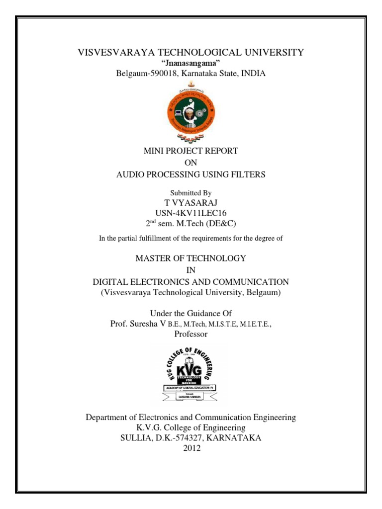 Visvesvaraya Technological University | PDF | Digital Signal Processing ...