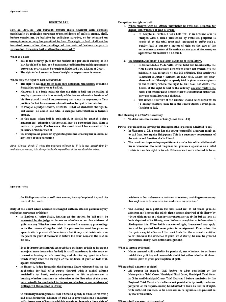Right To Bail Reviewer PDF Bail Extradition
