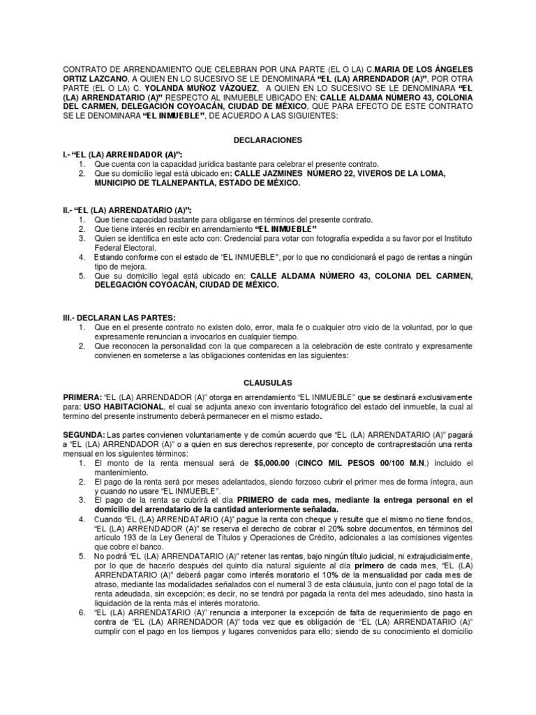 Contrato arrendamiento Pagos Propiedad Free 30day