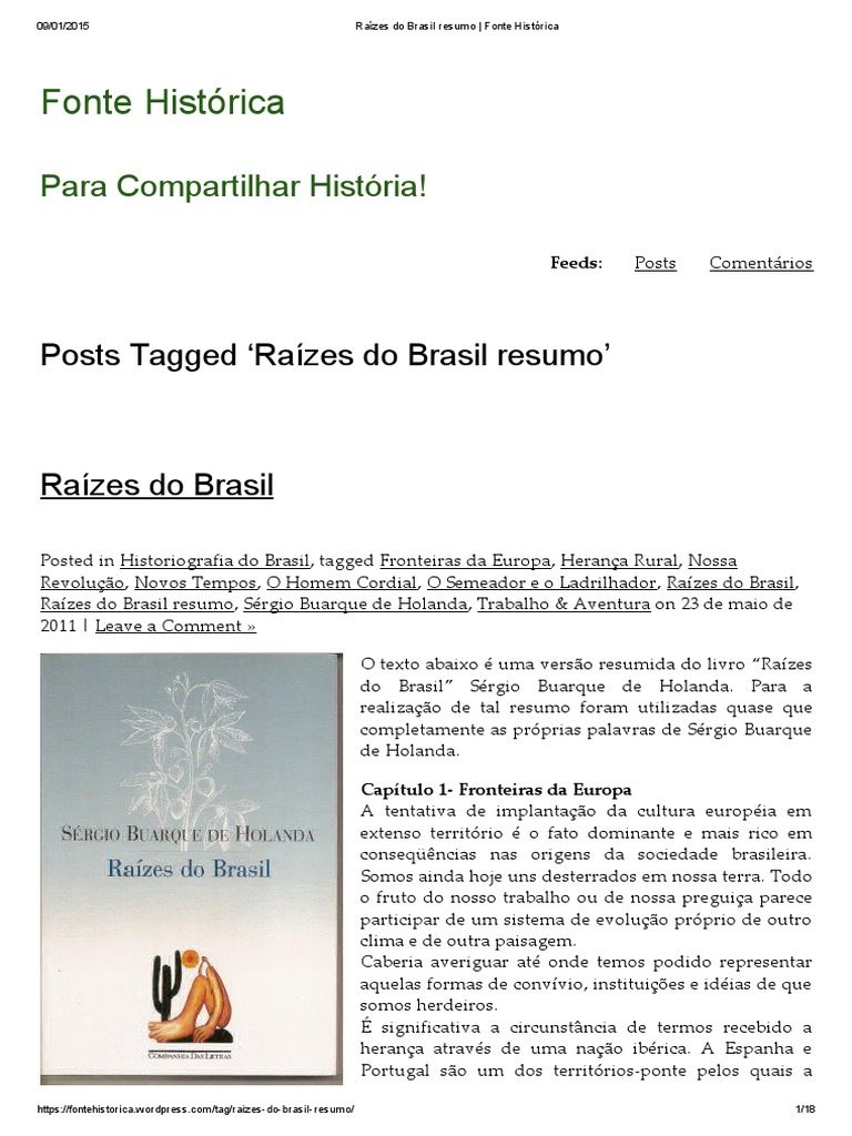 Resumo de "Raízes do Brasil" | PDF | Escravidão | Portugal