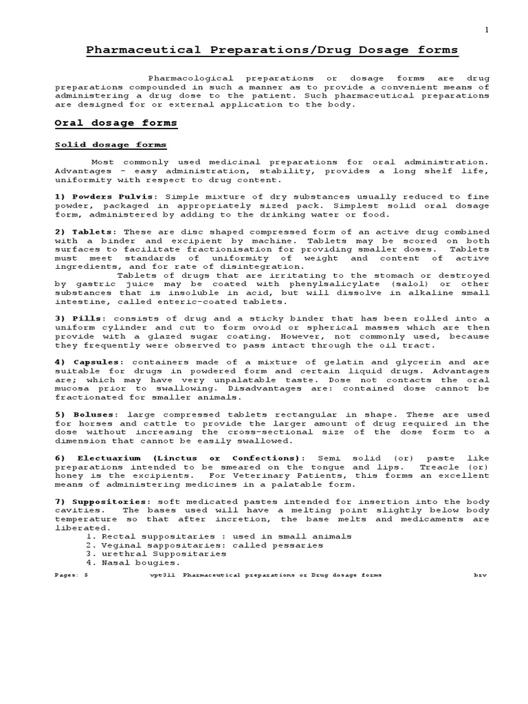 Pharamceutical Preparations or Drug Dosage Forms PDF | PDF | Tablet ...