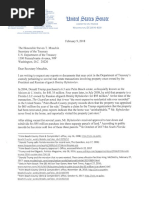 Sen. Ron Wyden's Letter to Treasury Secretary Steve Mnuchin