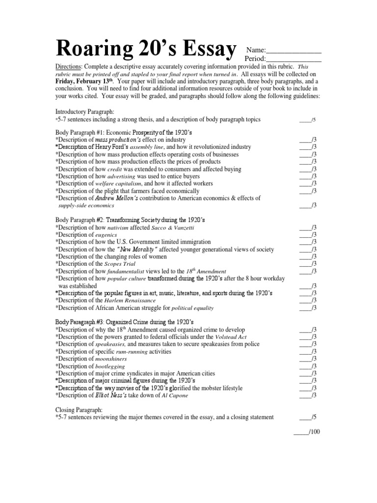A History of the Roaring Twenties Era: [Essay Example], words GradesFixer