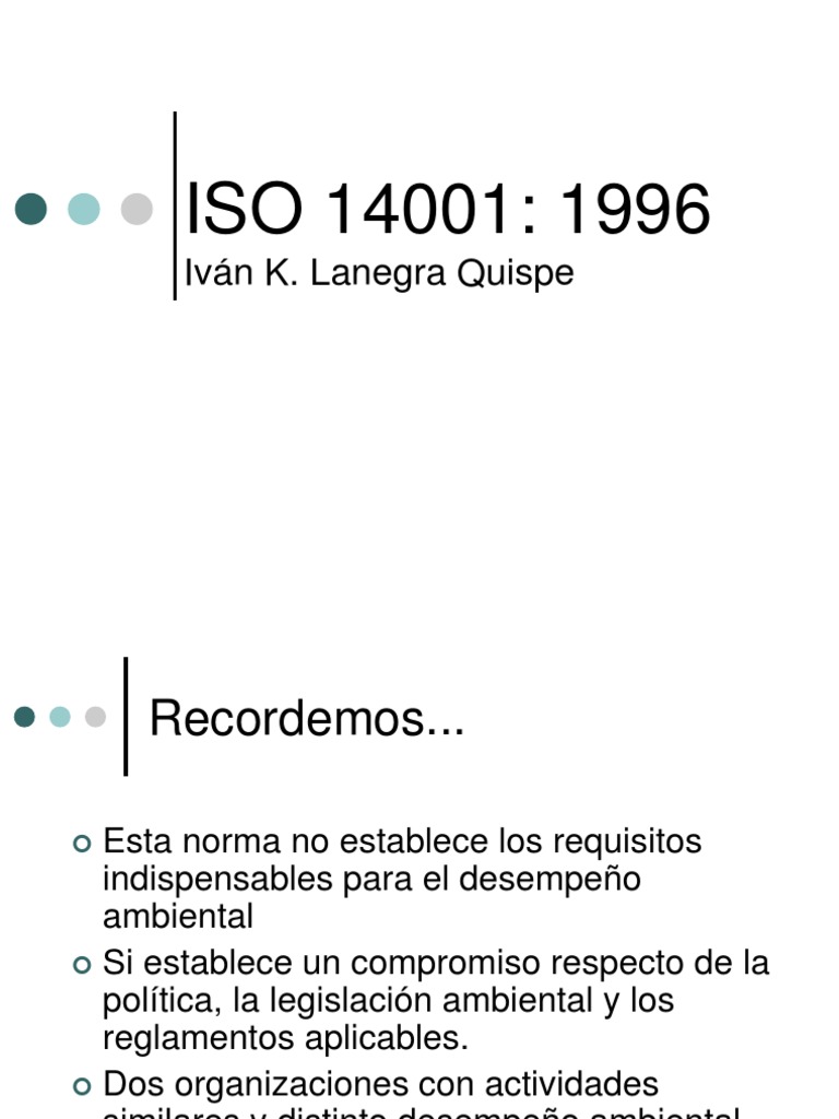 Iso 14001 - 1996 | PDF | Planificación | Entorno natural