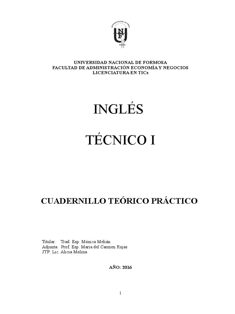 Cuadernillo Ingles Tecnico 1 Pdf Sitios Web Tecnologías De La
