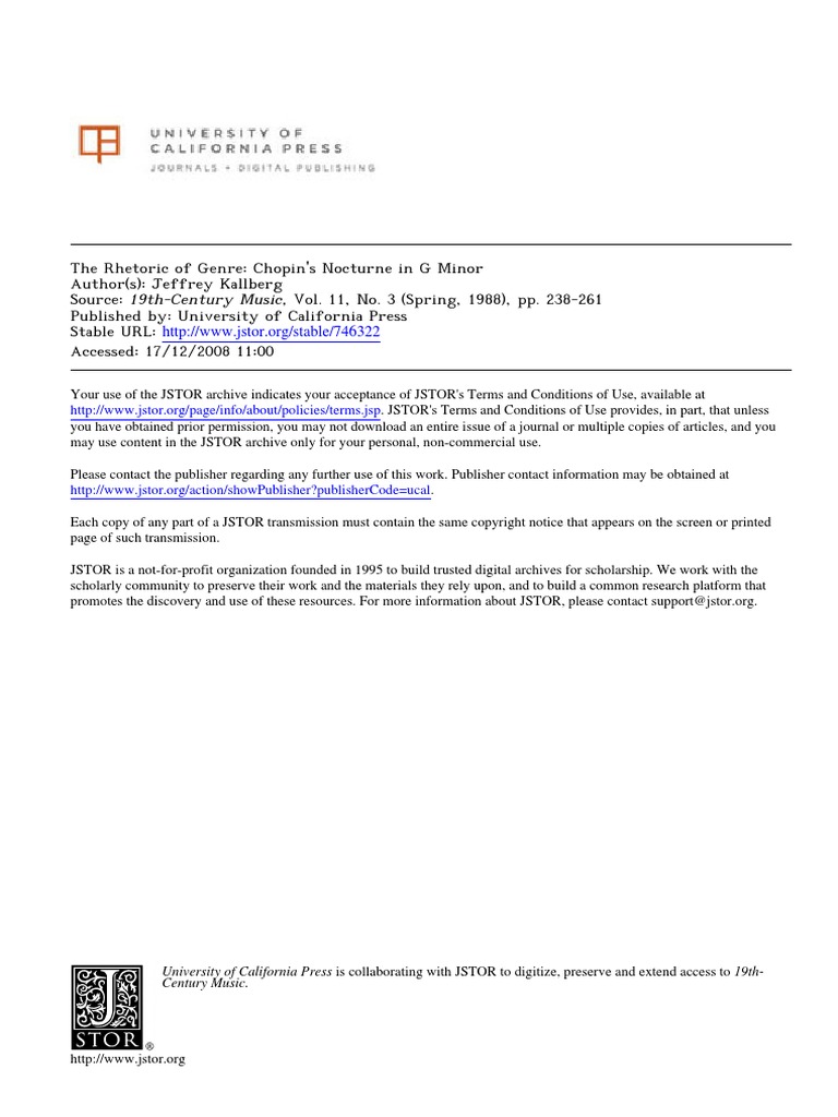 The Rhetoric Of Genre Chopin S Nocturne In G Minor Jeffrey Kallberg 1988 Genre Symphony scribd