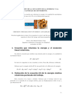 Comprobación de La Ecuación de La Energía y La Cantidad de Movimiento en mecánica relativista