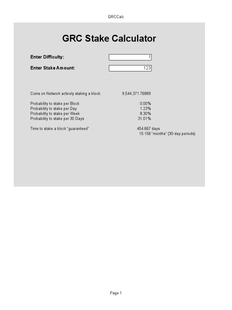 GRC Stake Probability Calculator | PDF | Application Layer Protocols |  Distributed Computing