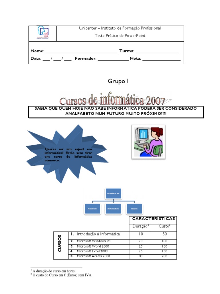 Teste Prático 1 Pdf Microsoft Programas