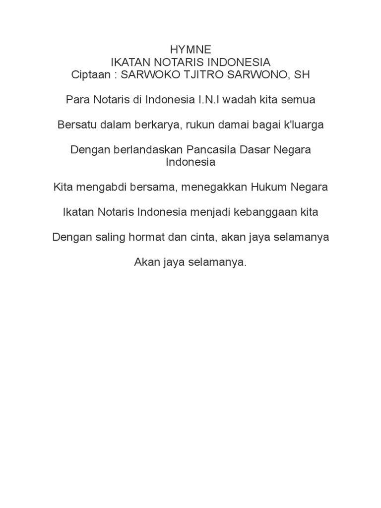 HYMNE Ikatan Notaris Indonesia | PDF