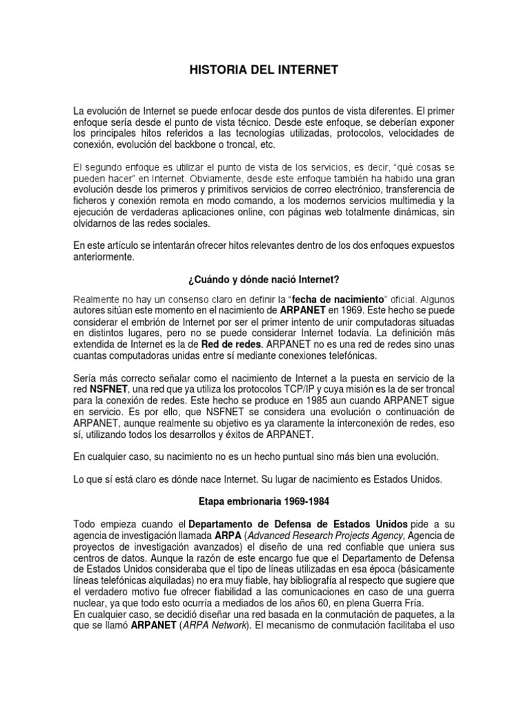 Historia Del Internet | PDF | Red mundial | Internet y web