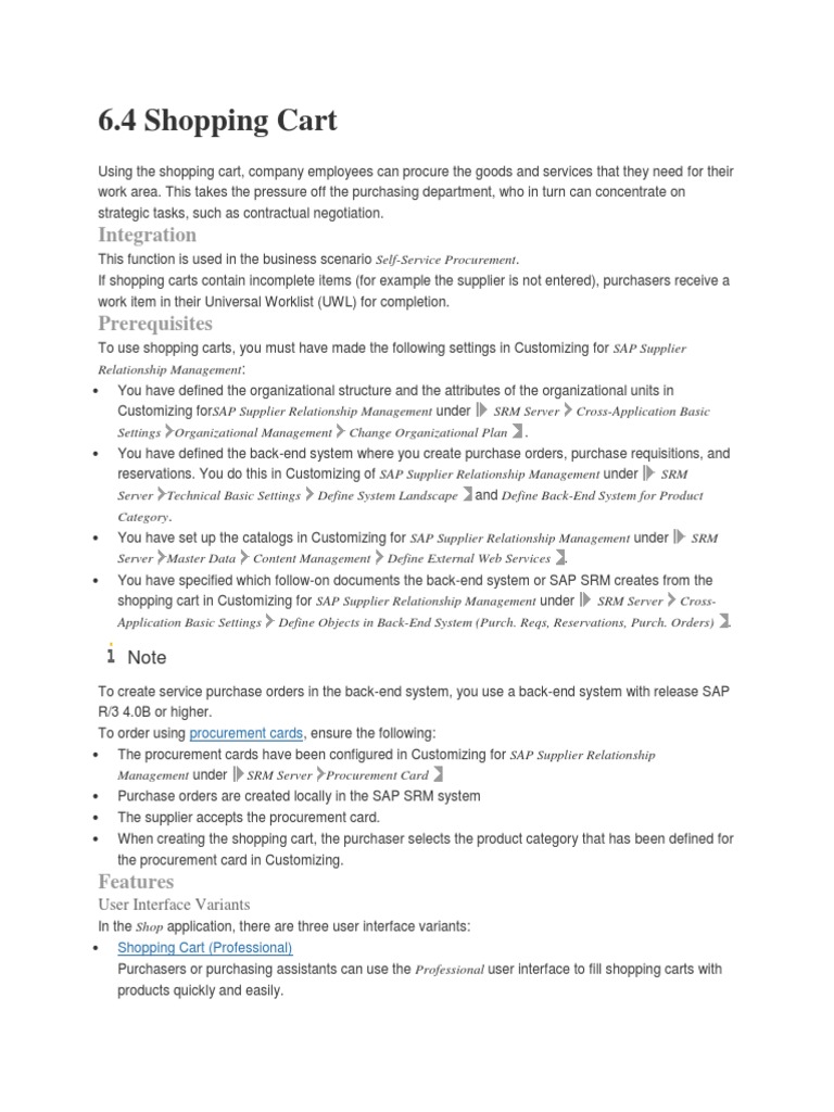 SRM Shopping Cart PDF Procurement Software