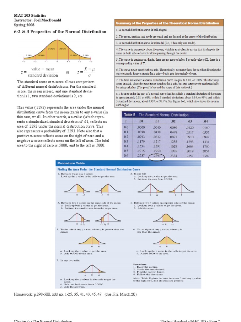 Normal Distribution Properties and Applications | PDF | Standard Score ...