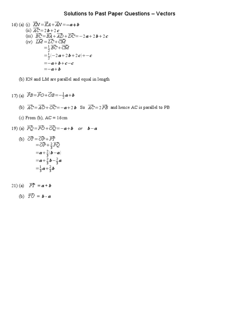 Past Paper Solutions: Vectors Explained | PDF