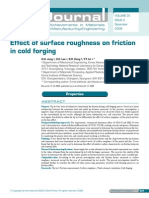 Effect of Surface Roughness On Friction in Cold Forging