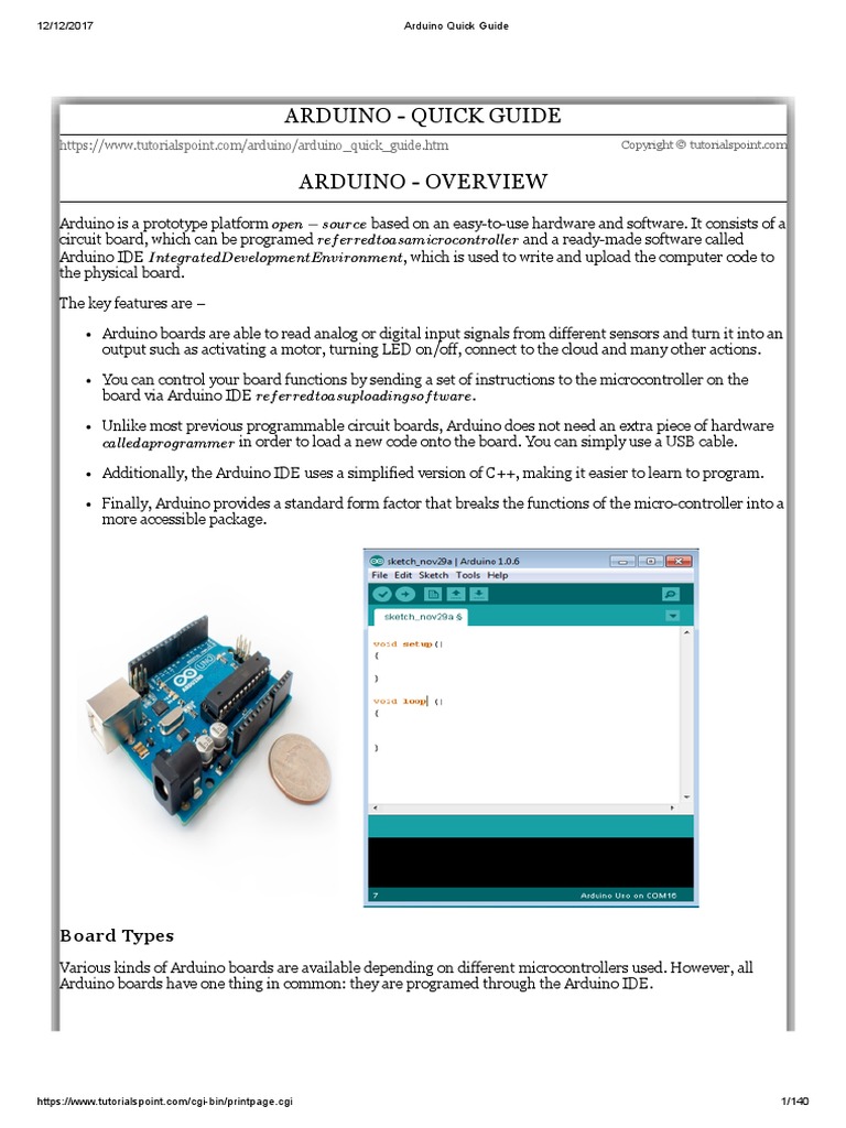 Arduino Quick Guide | PDF | Integer (Computer Science) | Data Type