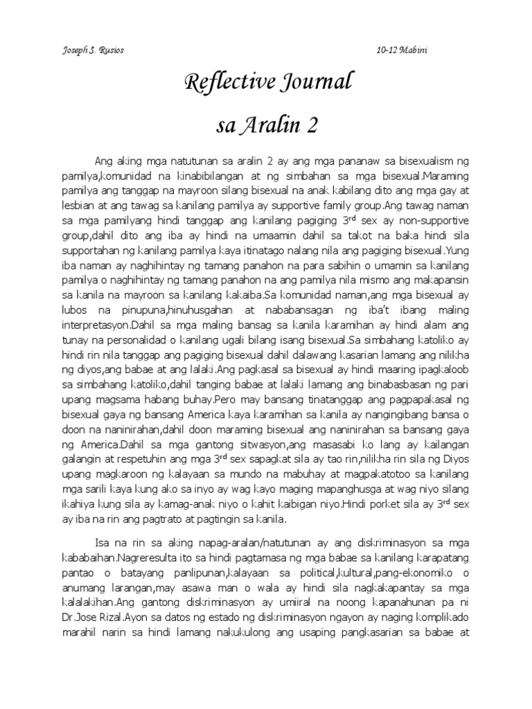 Reflective Journal Aralin 2 | PDF