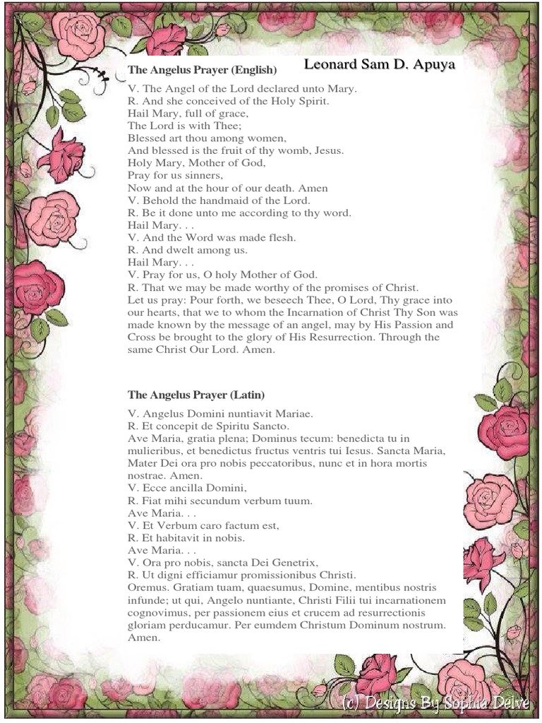 The angelus prayer pdf