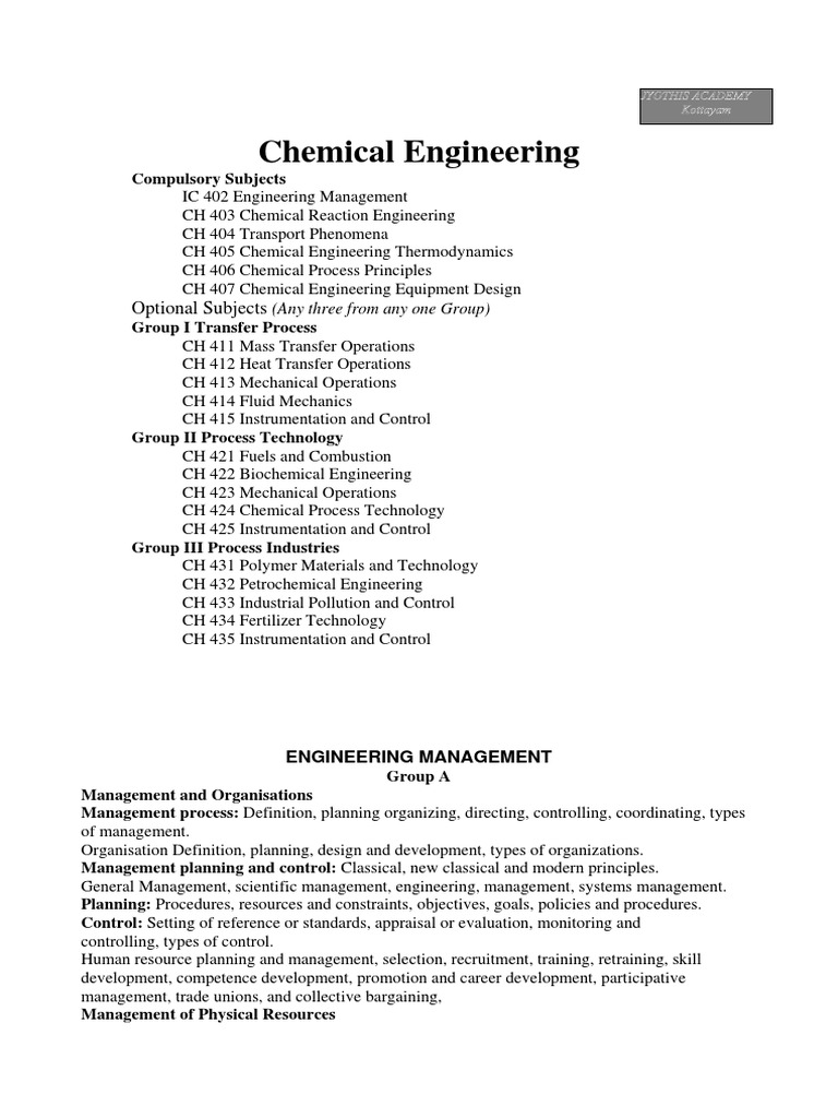 Chemical Engineering Course Syllabus | PDF | Fluid Dynamics | Heat Transfer