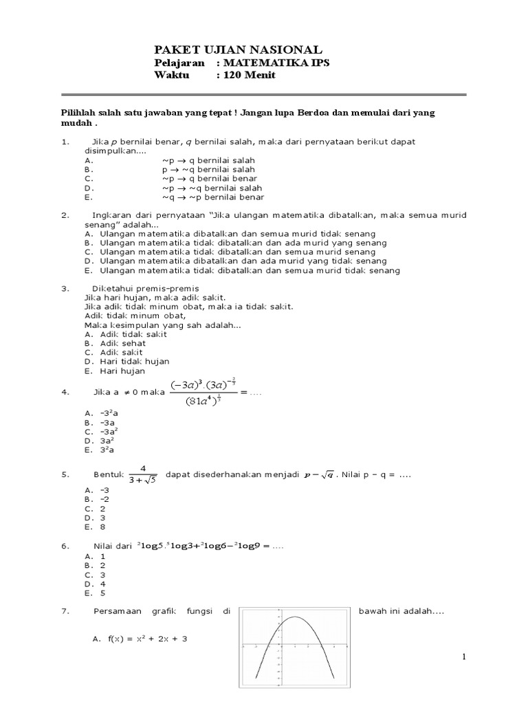 Soal Un Matematika Kls Xii Ips (Lat 15)