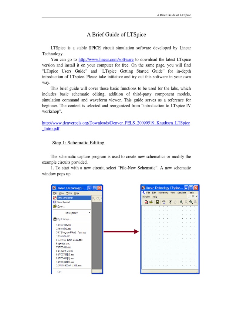 A Brief Guide of LTSpice PDF Spice Electrical Network