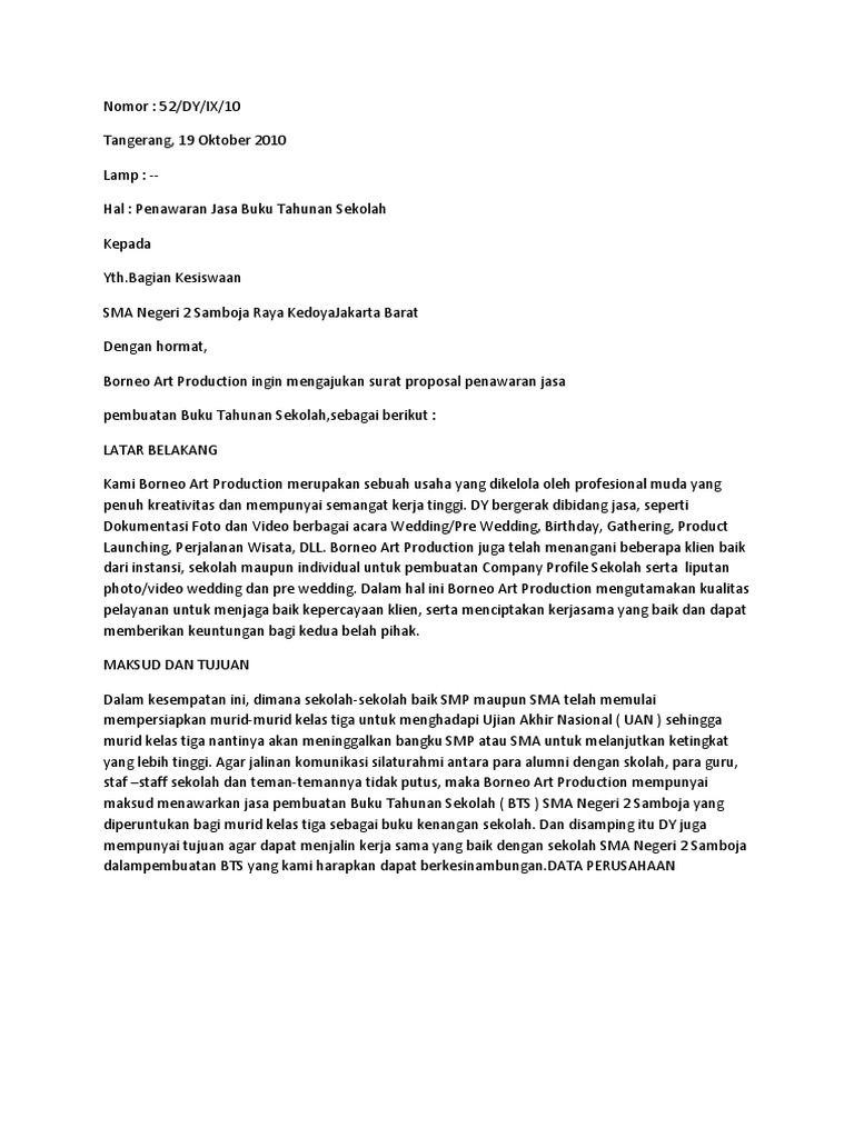 Contoh Proposal BTS (Buku Tahunan Sekolah)
