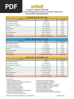 Academic Calendar 2017