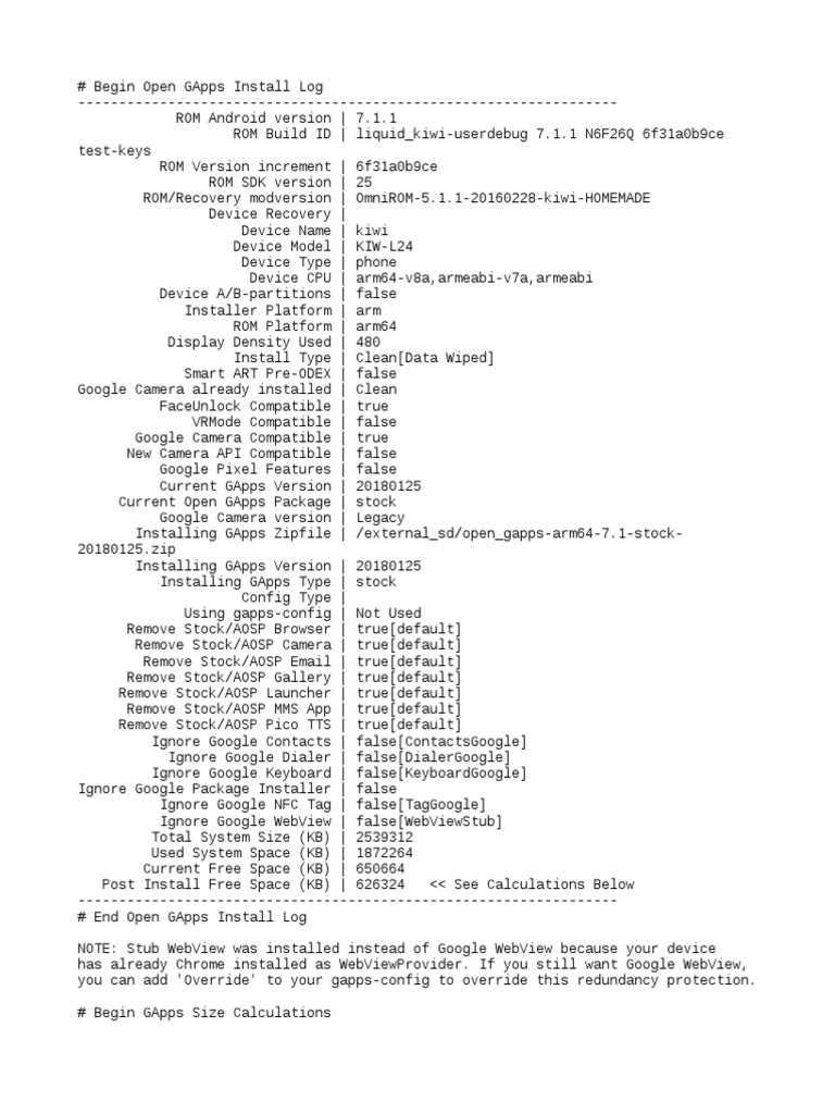 Open GApps Installation Log for Android 7.1.1 | PDF | Android ...