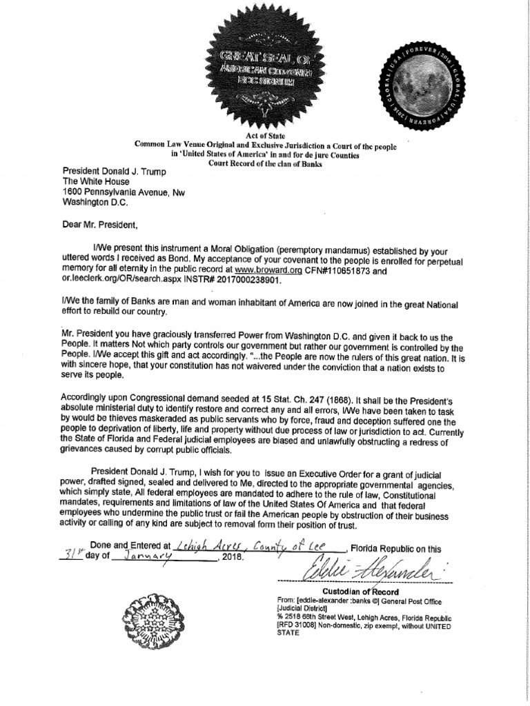 Proposed Letter to Donald J. Trump Donald Trump United States(01)