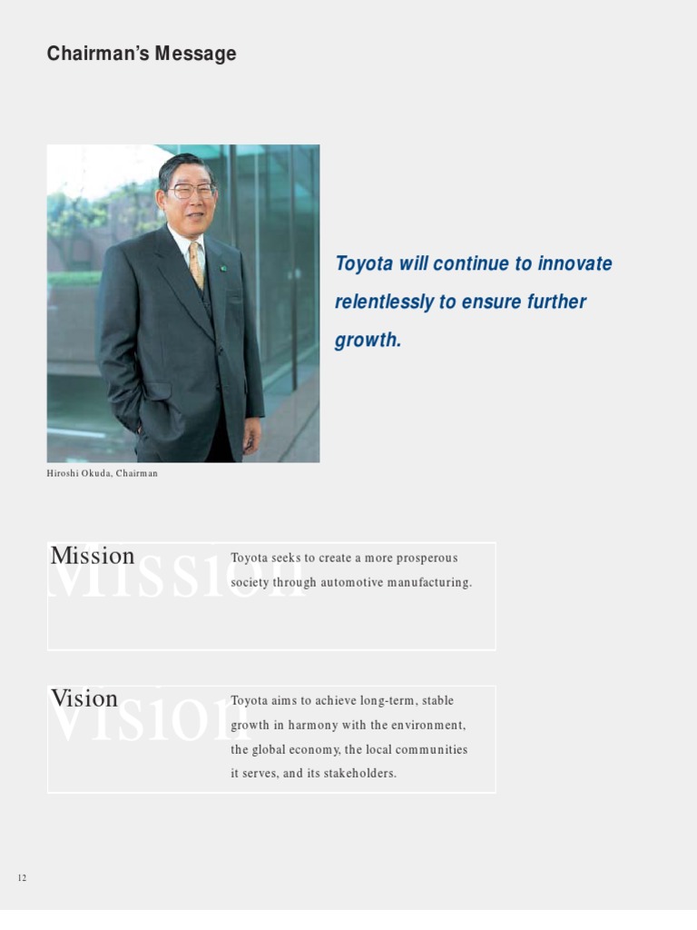 Toyota's Vision for Sustainable Growth | PDF | Toyota | Car