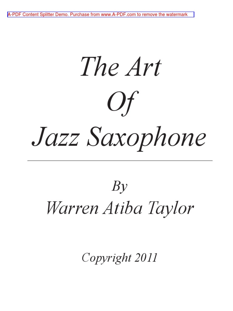 The Art of Jazz Saxophone Improvisation Sample PDF Jazz Saxophone