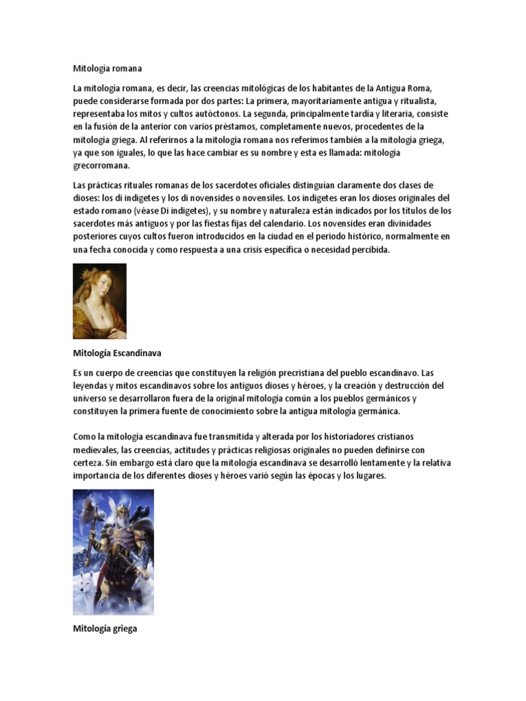 Mitos y dioses en la mitología romana | PDF | Mitología romana | Mitología