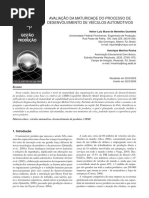 Avaliação Da Maturidade Do Processo De Desenvolvimento de Produto