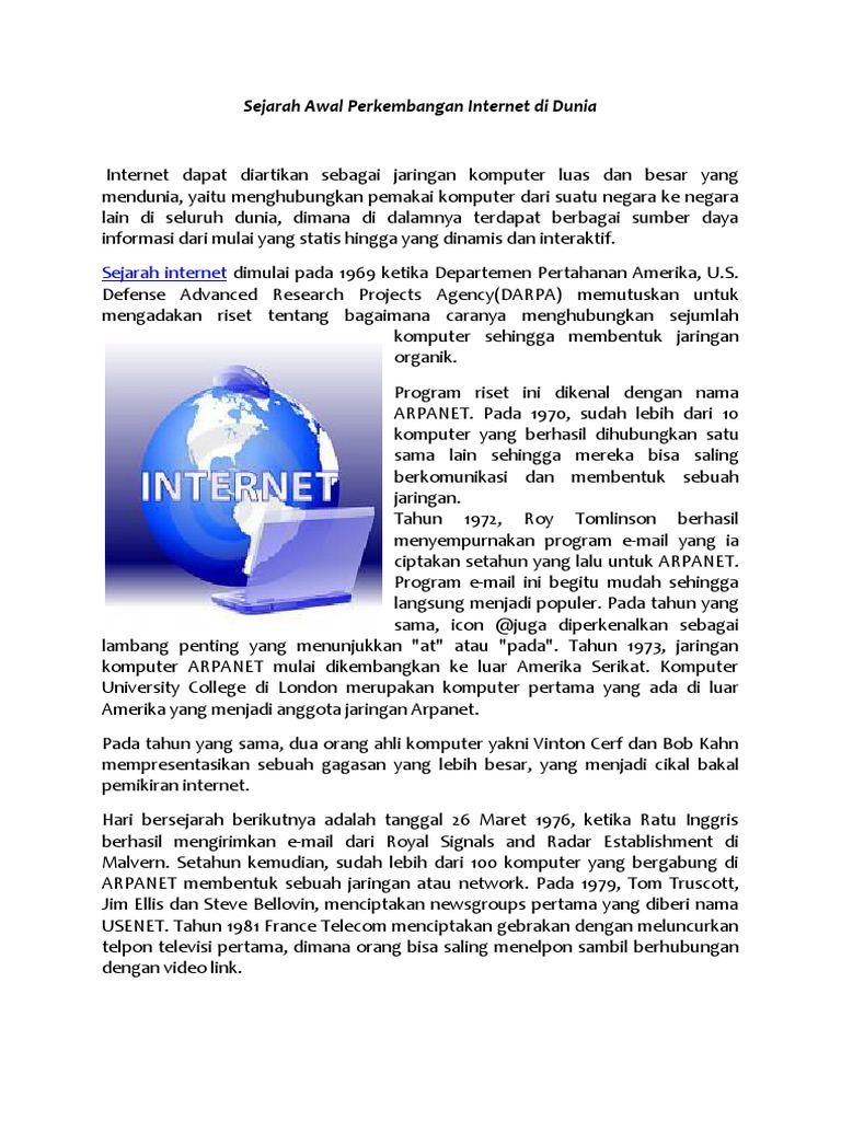 Sejarah Awal Perkembangan Di Dunia PDF