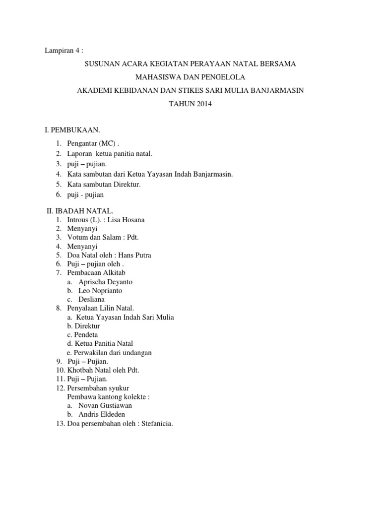 Featured image of post Contoh Susunan Acara Perayaan Natal Pada saat akan dilangsungkannya sebuah acara baik itu merupakan acara formal maupun informal pada