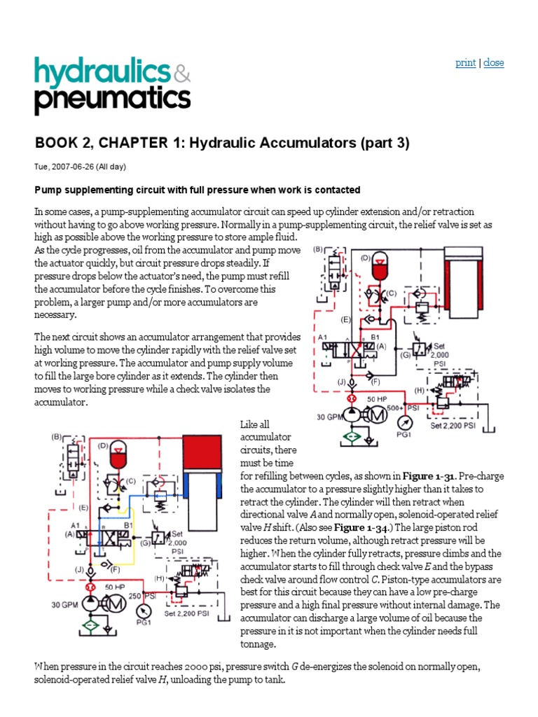 Hydraulic Accumulator Circuit Overview | PDF | Valve | Pump