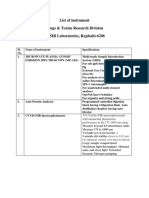 List of Instrument Drugs & Toxins Research Division BCSIR Laboratories, Rajshahi-6206