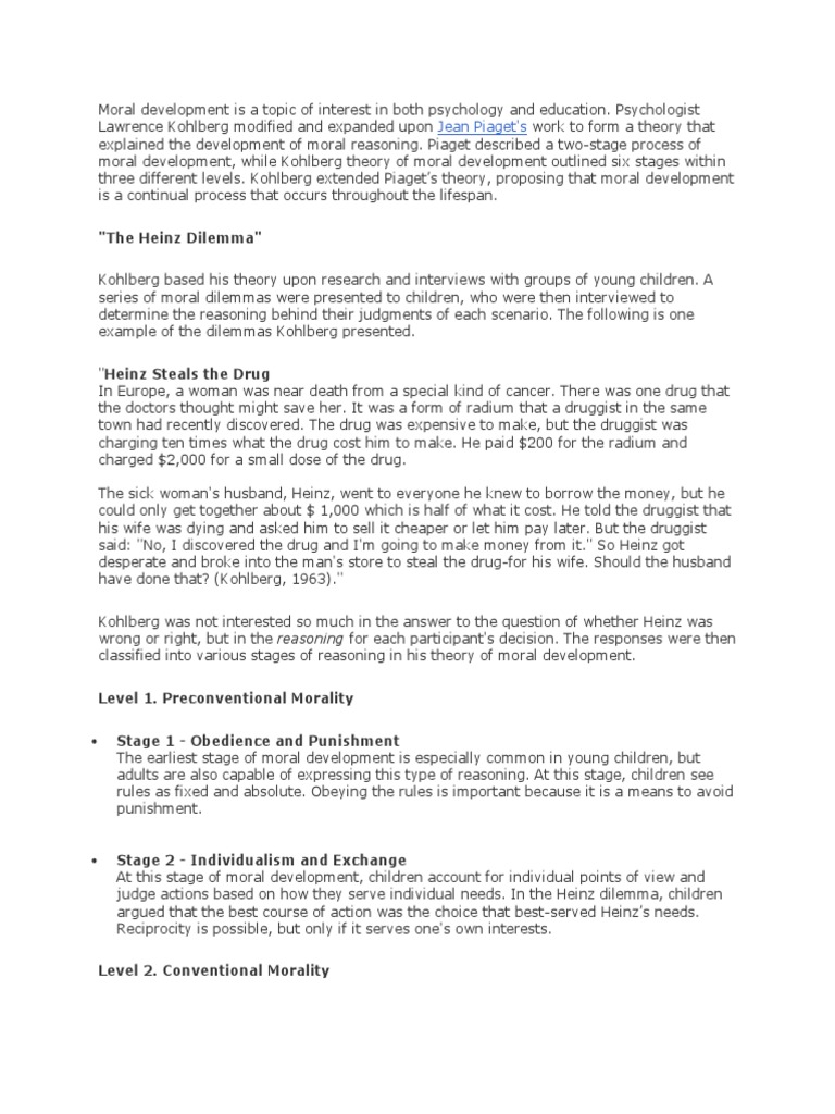 Heinz dilemma essay picture