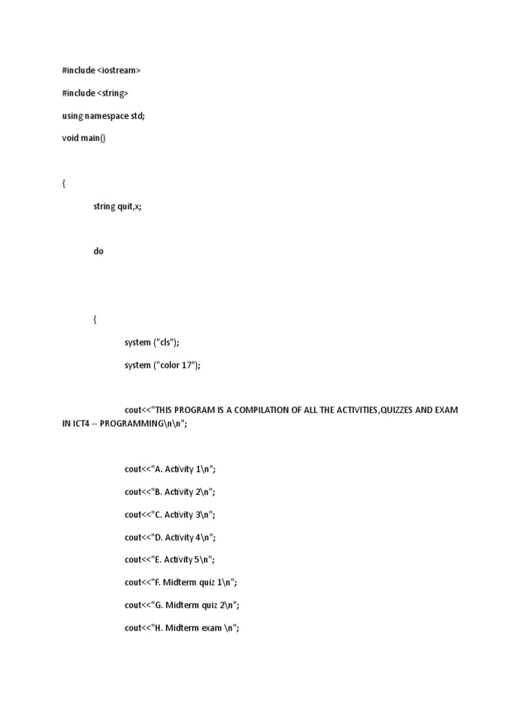 C++ Sample Coding | Download Free PDF | Computer Programming | Software ...